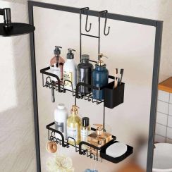 Shower Room Aluminum Alloy Corner Towel Hanging Rack Door Hooks