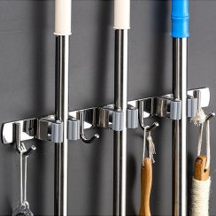 Stainless Steel No Punching Mop and Broom Tool Holder