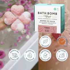 Bath Bomb Set 4 Pieces with Floral Aroma Relaxing Sea Salt